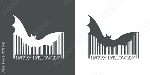Codigo de barras Happy Halloween murcielago gris y blanco