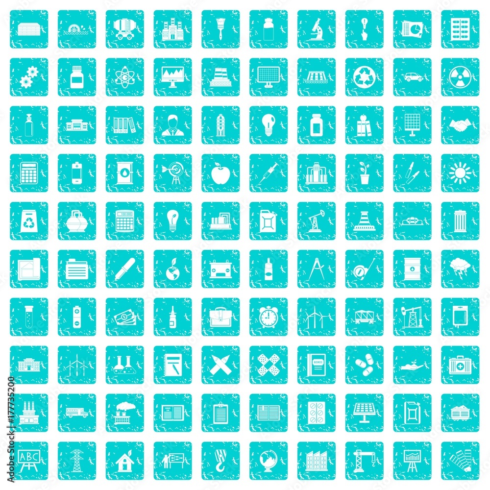 100 company icons set grunge blue 100 company icons set grunge blue