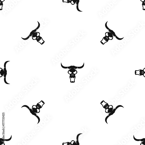 Buffalo skull pattern seamless black