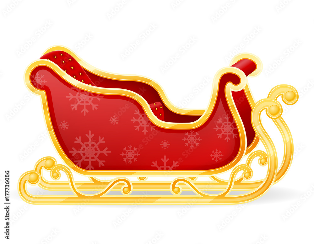 christmas santa claus sleigh stock vector illustration - obrazy, fototapety, plakaty 