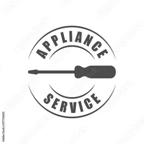 Appliance repair service logo with screwdriver silhouette icon