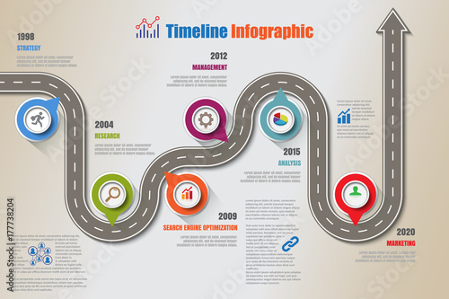 Business road map timeline infographic icons designed for abstract background template milestone element modern diagram process technology digital marketing data presentation chart Vector illustration
