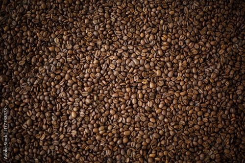 Top view of coffee beans background
