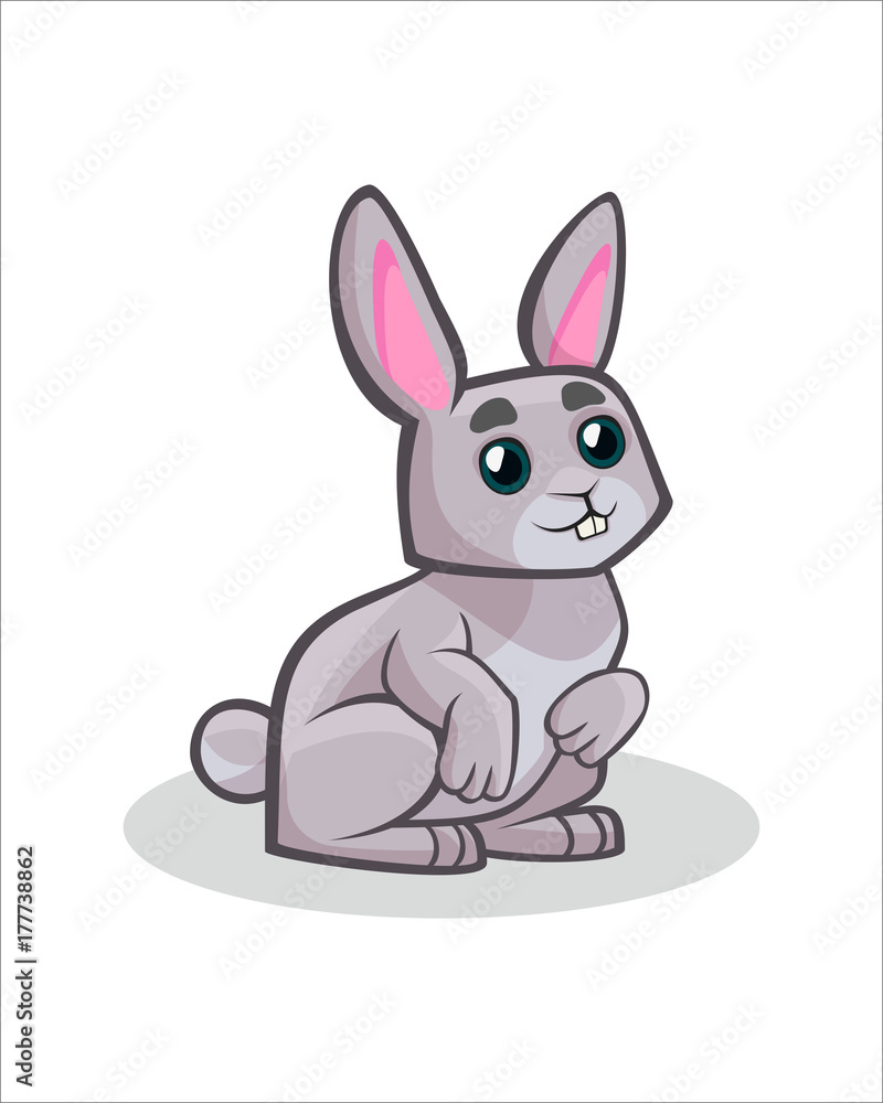 Obraz premium Adult cute Rabbit - vector drawing - isolate white background