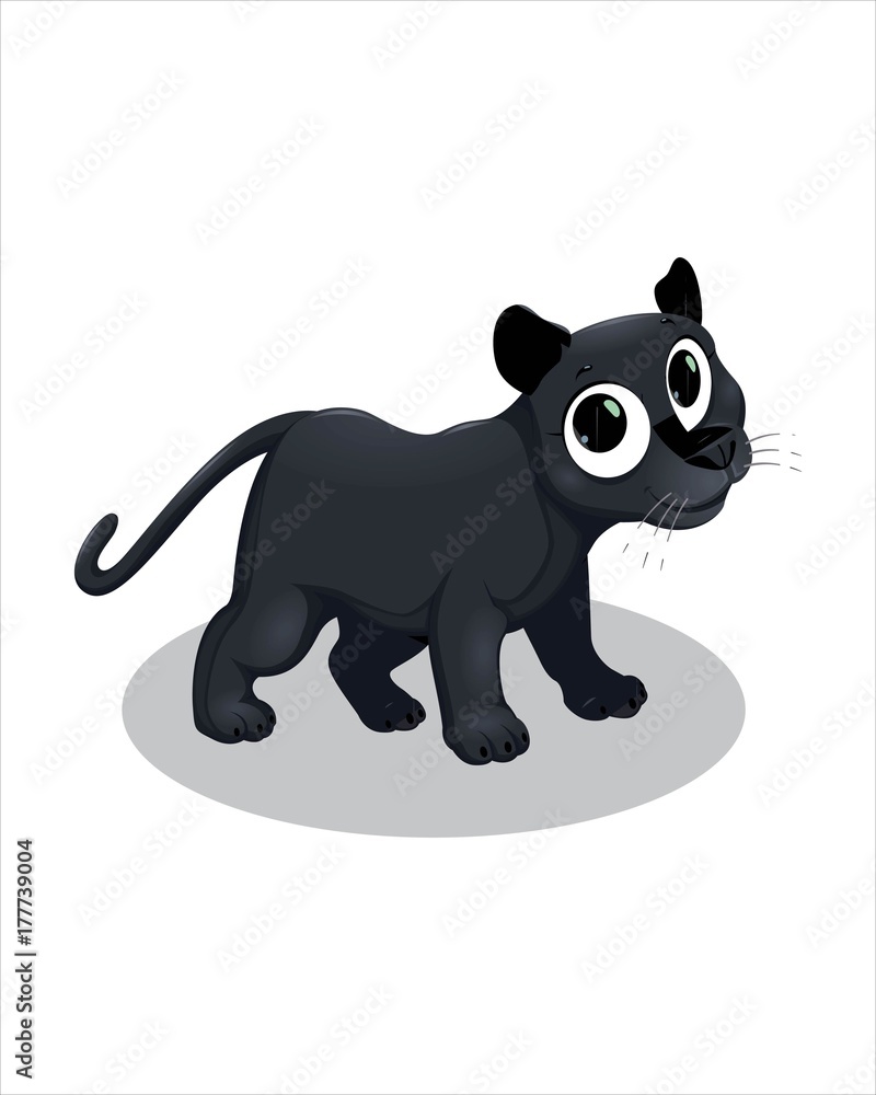 Cute little black Panther - vector drawing - isolate white background Stock  Vector | Adobe Stock