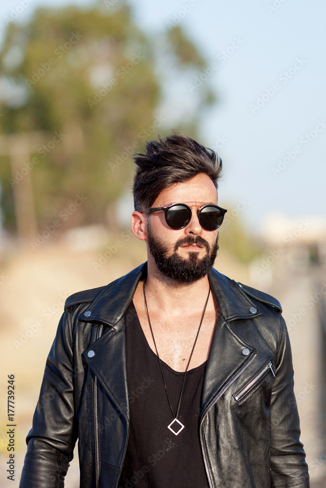 Handsome guy with leather jacket Handsome guy with leather jacket