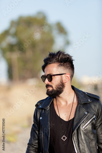Handsome guy with leather jacket