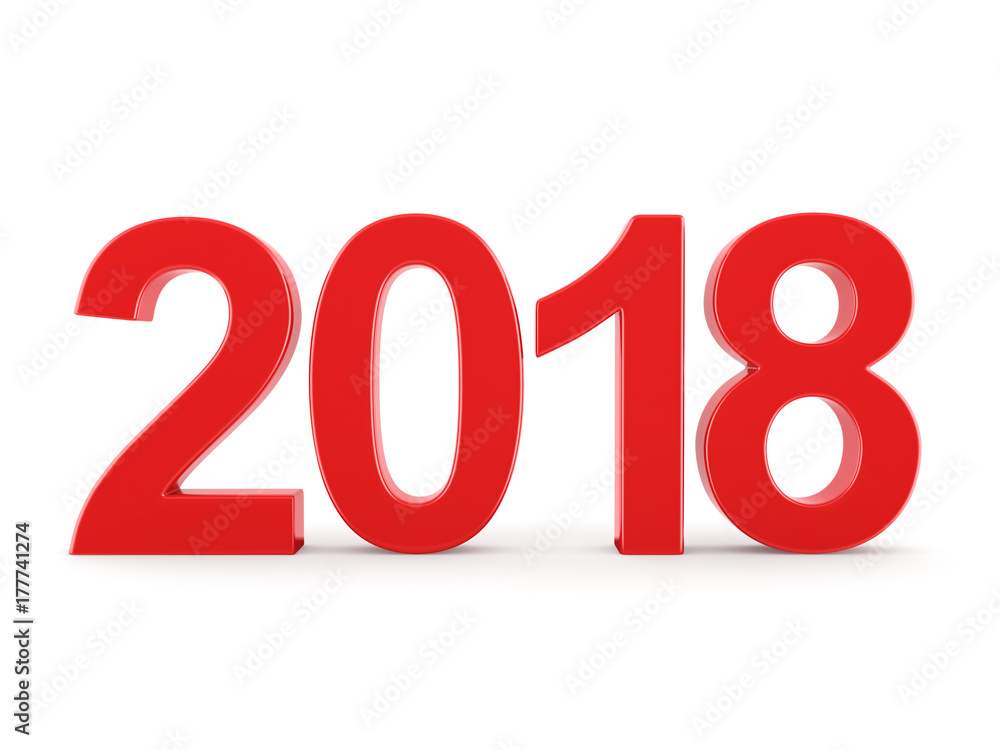 3D rendering 2018 New Year red digits 3D rendering 2018 New Year red digits