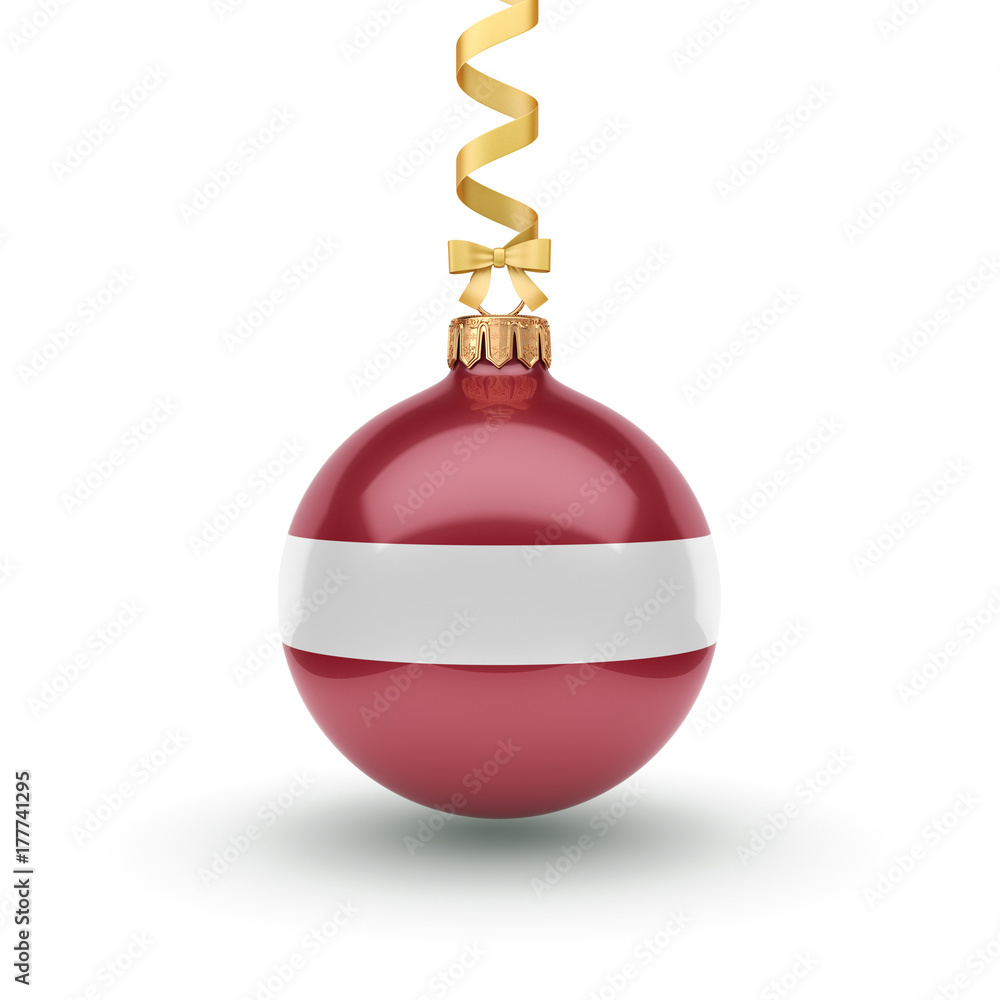 3D rendering Christmas ball with the flag of Latvia 3D rendering Christmas ball with the flag of Latvia