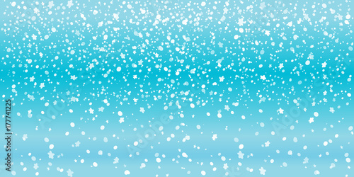 vector illustration of doodle star and dot as falling snow on blue background