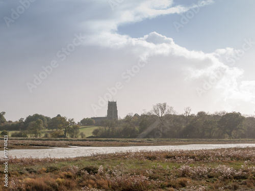 beautiful coast landscape scene with english church on horizon Alresford © Callum