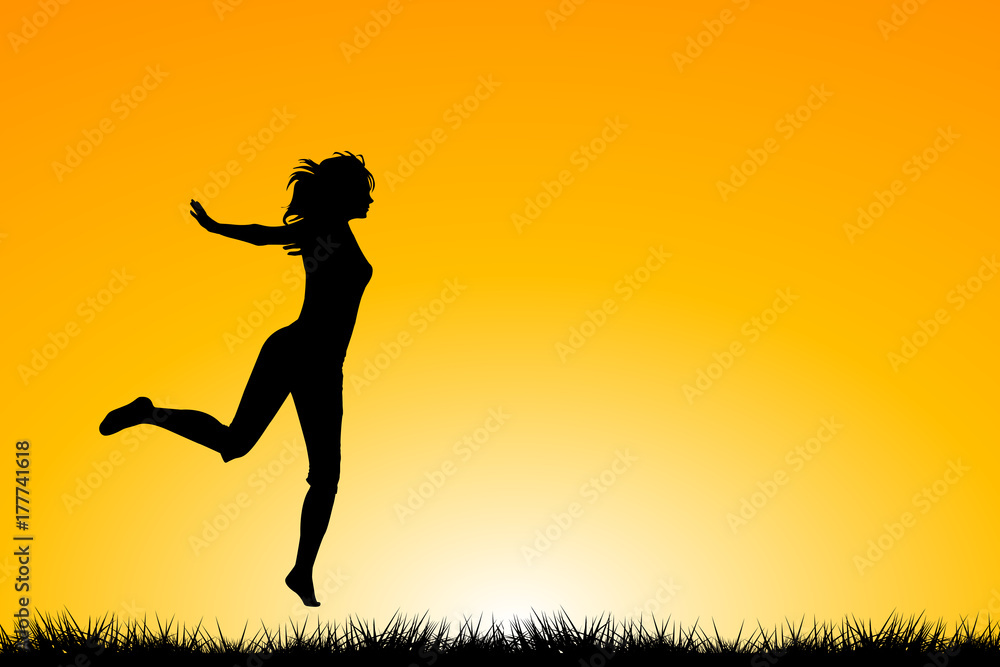Happy woman jumping and enjoying life