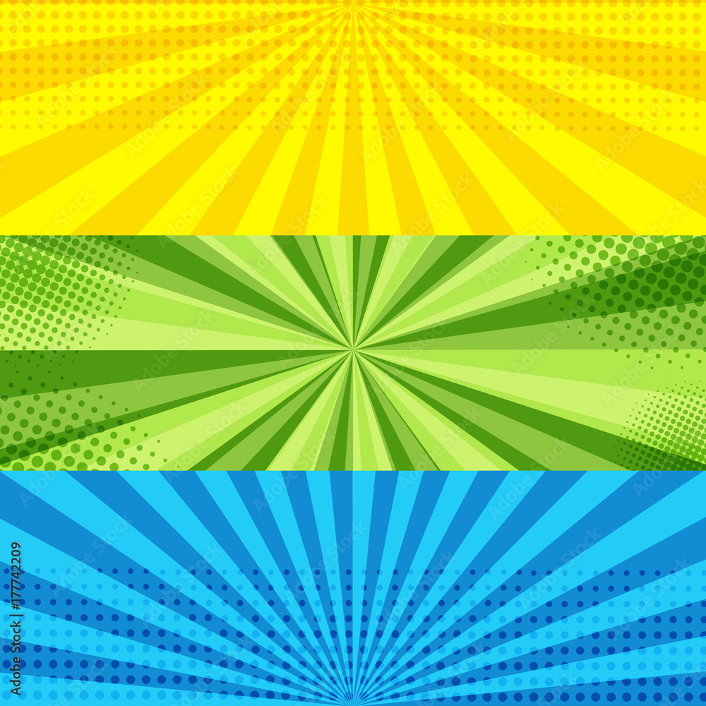Fototapeta premium Comic book horizontal banners