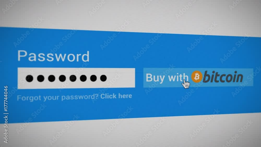 Online Payment Internet digital Banking Technology Concept, buy bitcoin button typing password, animation