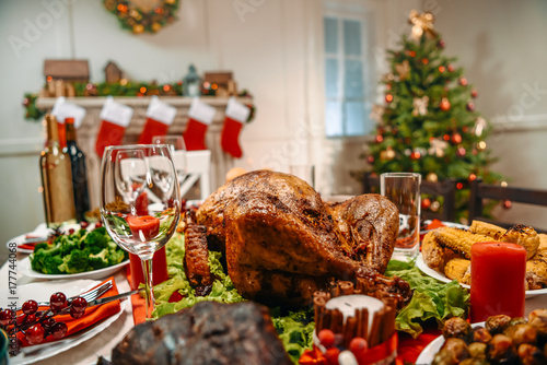 served table for christmas dinner