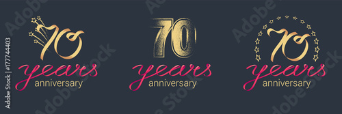 70 years anniversary vector icon, logo set