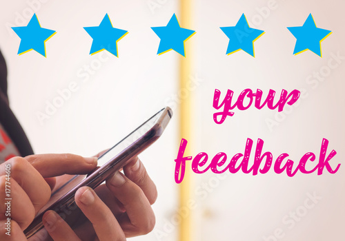 Rating review evaluation feedback concept five stars