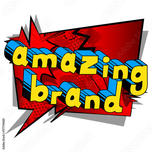 Amazing Brand - Comic book style word on abstract background.
