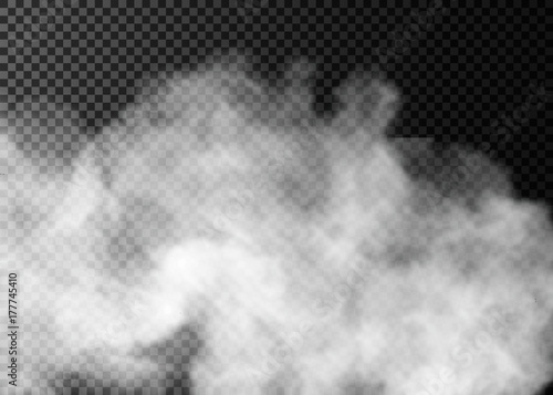 Fog or smoke isolated transparent special effect. White vector cloudiness, mist or smog background.