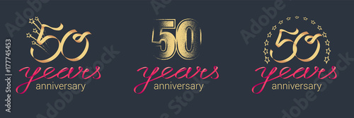 50 years anniversary vector icon, logo set