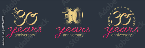 30 years anniversary vector icon, logo set