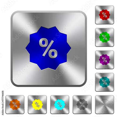 Discount sticker rounded square steel buttons