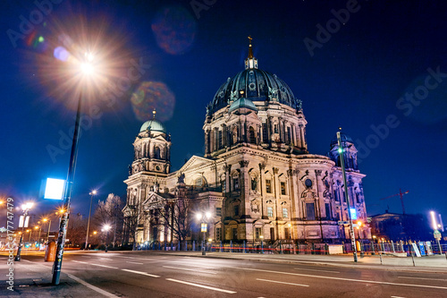 Berlin Cathedral or Berliner Dom at night, Berlin ,Germany © EwaStudio