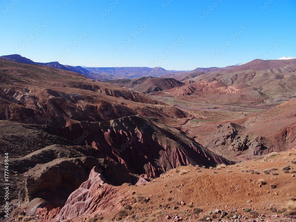 Rocky canyon at high ATLAS MOUNTAINS range landscape in MOROCCO