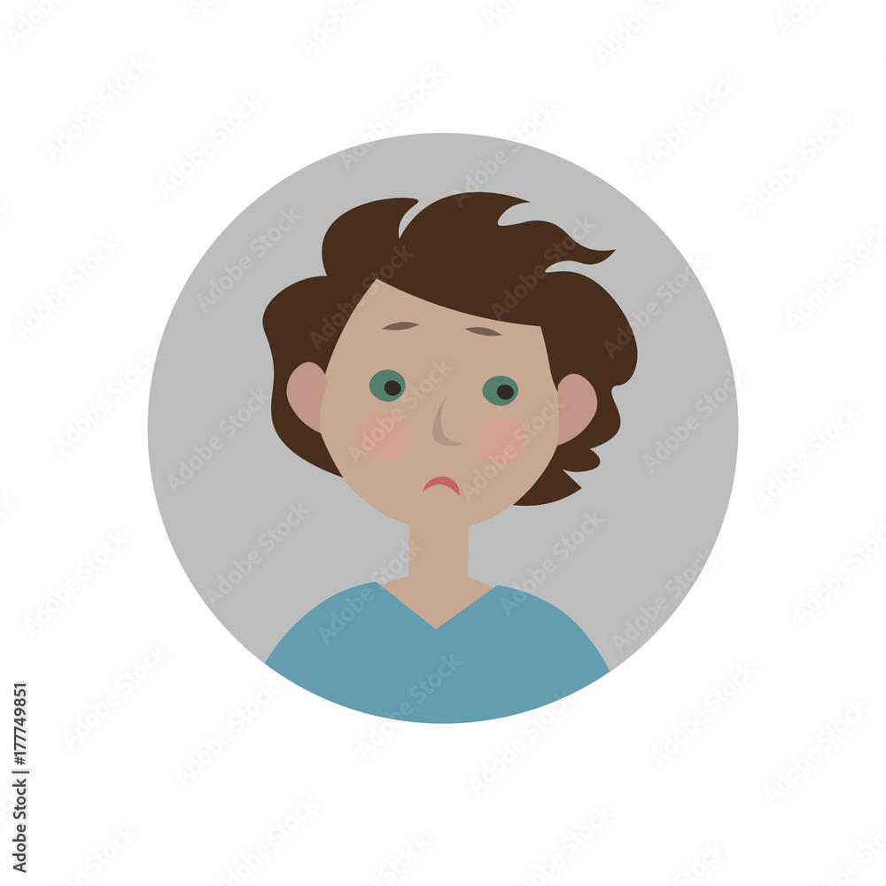 Sad emoticon. Disappointed emoji. Unhappy smiley. Isolated vector illustration.