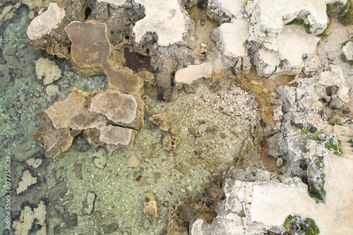 aerial view of stone coast in croatia in summer