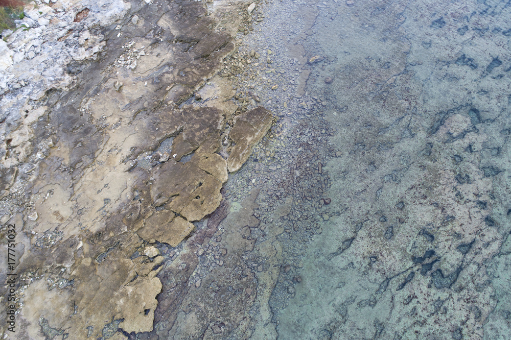 aerial view of stone coast in croatia in summer aerial view of stone coast in croatia in summer