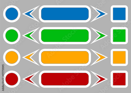 Multicolored buttons for web content.