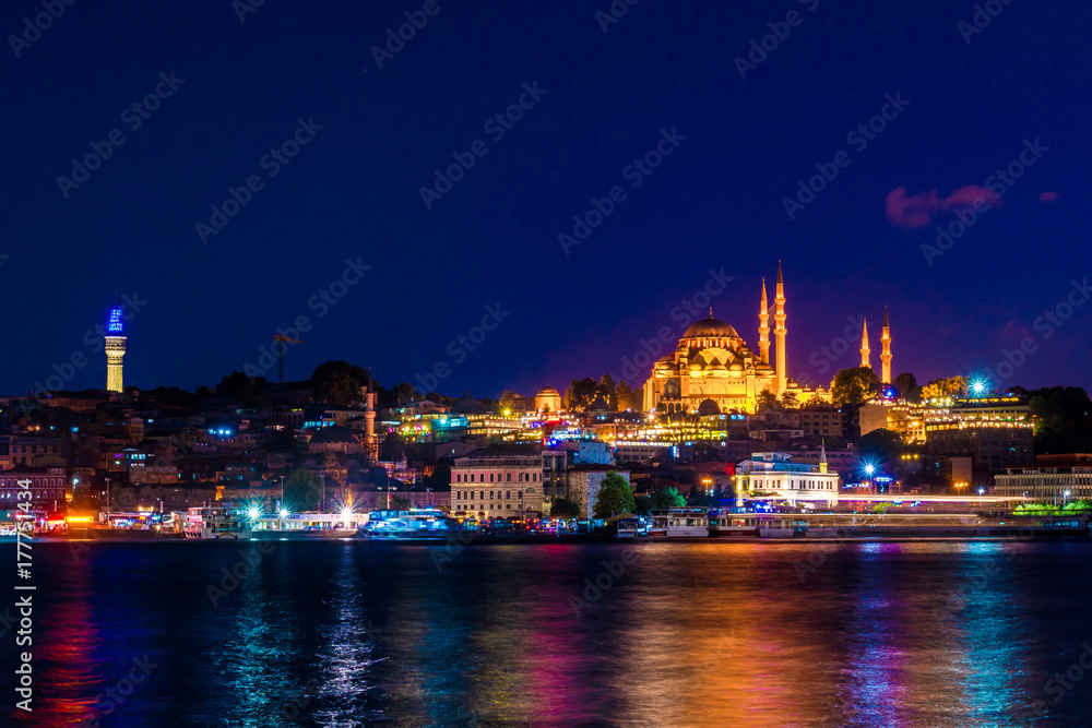 istanbul mosque in the night turkey