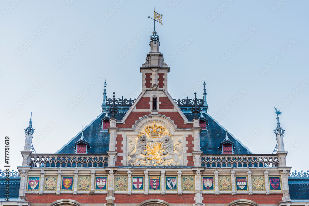 Fototapeta premium Amsterdam central railway station in Netherlands.