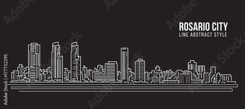 Cityscape Building Line art Vector Illustration design - Rosario city