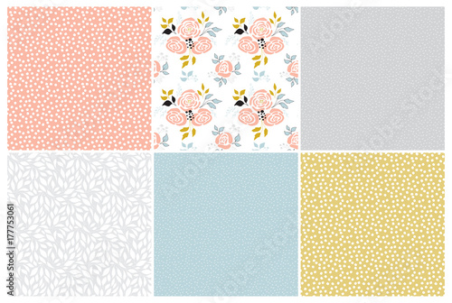 Floral seamless patterns set