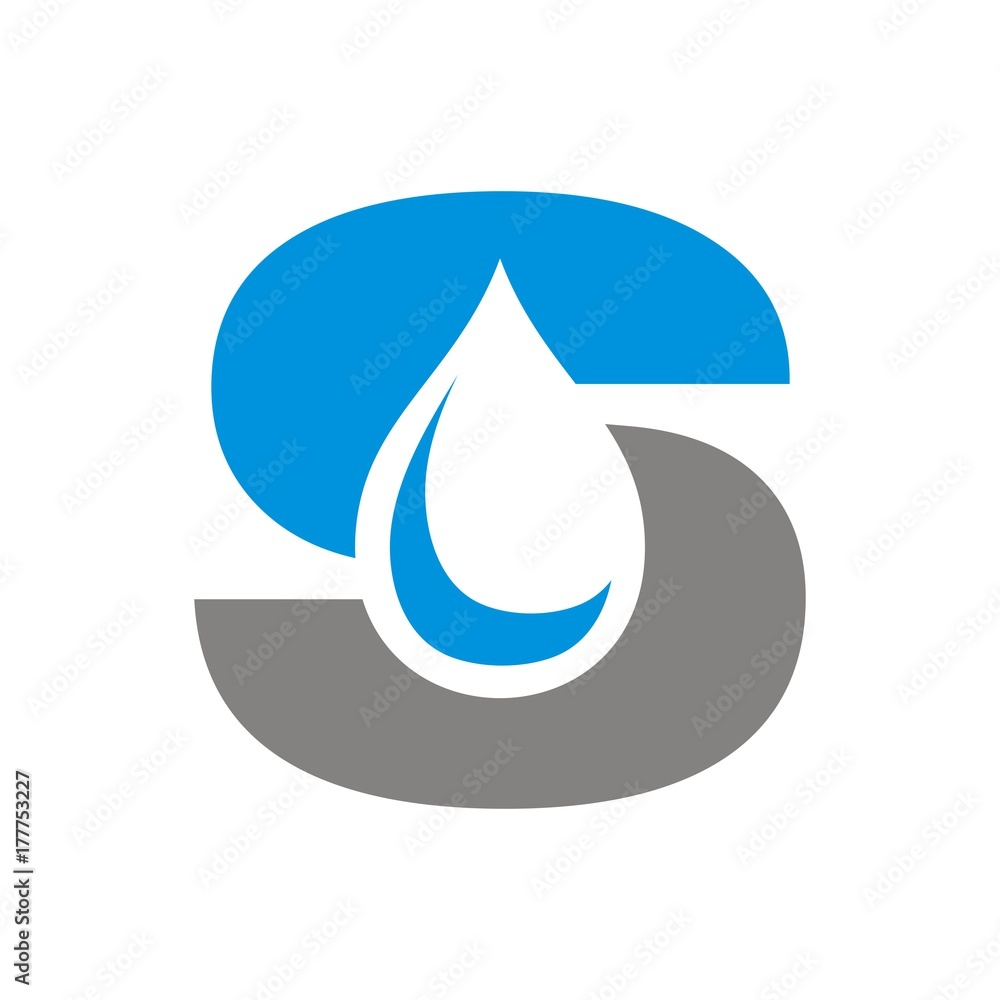 S logo initial letter design template design vector with water drop or oil inside in negative space S logo initial letter design template design vector with water drop or oil inside in negative space