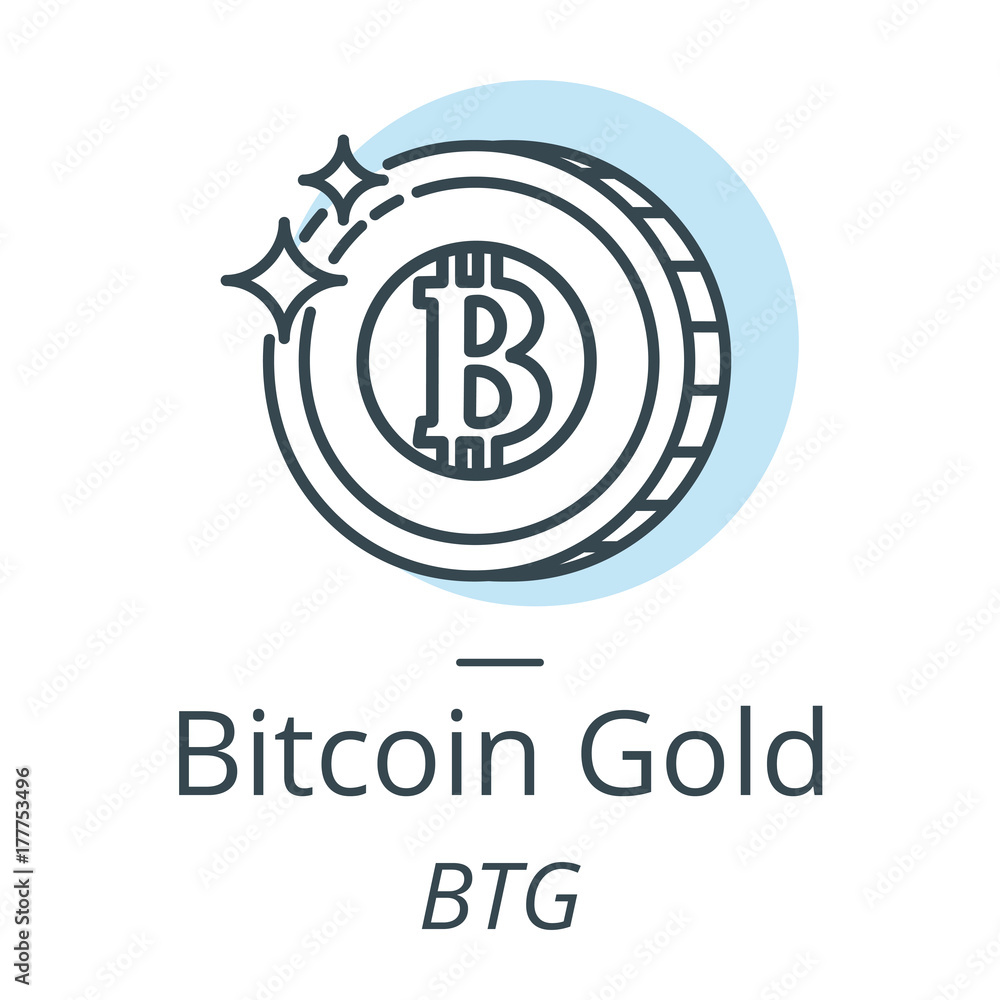Bitcoin Gold cryptocurrency coin line, icon of virtual currency vector Bitcoin Gold cryptocurrency coin line, icon of virtual currency vector