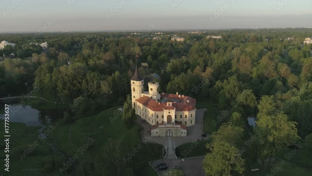 Castle Fortress Bip Aerial View Saint Petersburg, Pavlovsk, summer time, sunshine, sunset Castle Fortress Bip Aerial View Saint Petersburg, Pavlovsk, summer time, sunshine, sunset