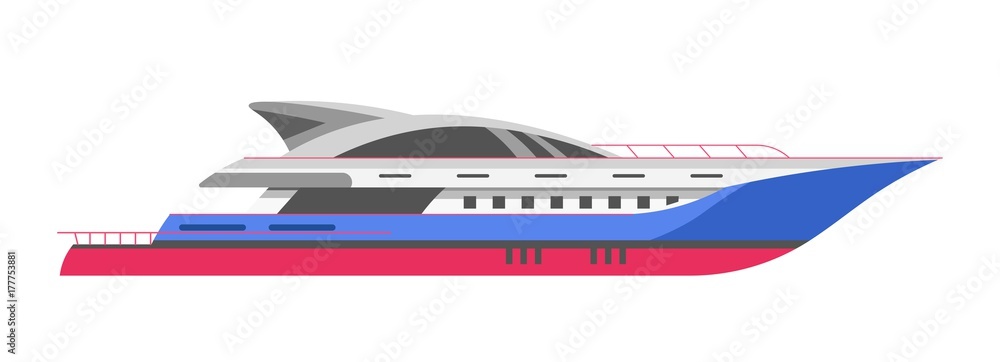 Yacht or speedboar, sailboat and motorboat sea marine cruise boat vector icon