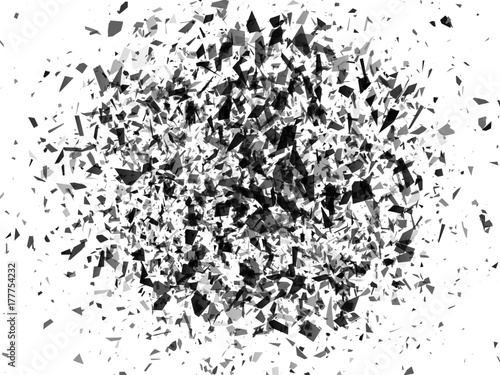 Vector explosion cloud of black pieces. Vector illustration