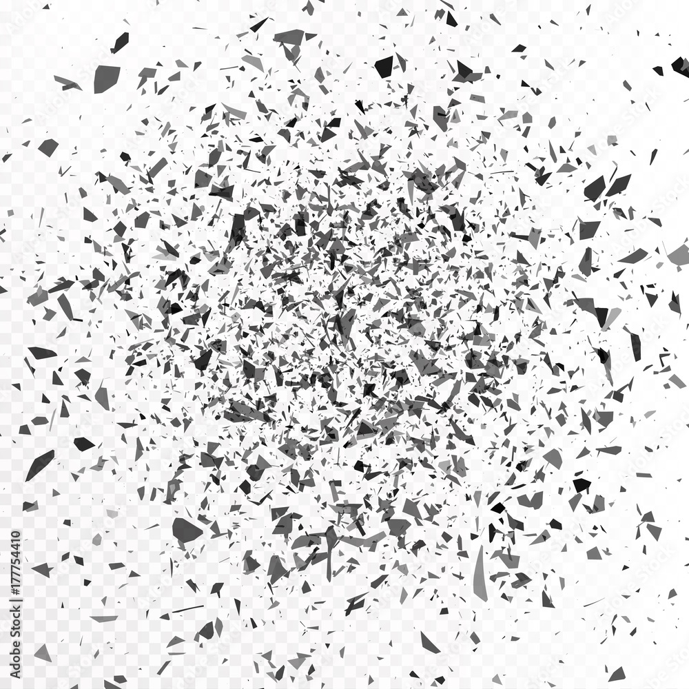 Vector explosion cloud of black pieces. Vector illustration