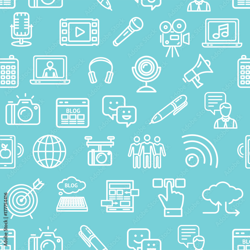 Blogging Pattern Background on a Blue. Vector Blogging Pattern Background on a Blue. Vector
