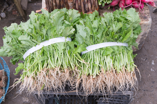 Vietnamese vegetables at outdoor market in sapa, vietnan photo
