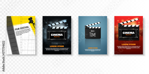 Set of vector cinema posters or flyers. Film festival promotion