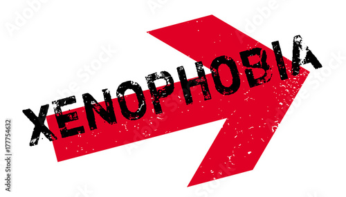 Xenophobia rubber stamp. Grunge design with dust scratches. Effects can be easily removed for a clean, crisp look. Color is easily changed.