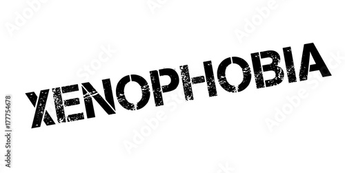 Xenophobia rubber stamp. Grunge design with dust scratches. Effects can be easily removed for a clean, crisp look. Color is easily changed.