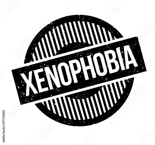Xenophobia rubber stamp. Grunge design with dust scratches. Effects can be easily removed for a clean, crisp look. Color is easily changed.