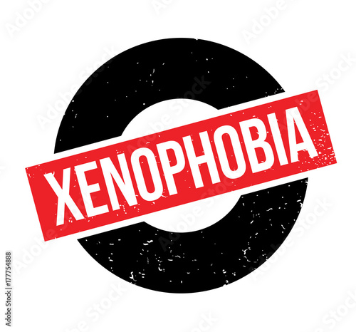 Xenophobia rubber stamp. Grunge design with dust scratches. Effects can be easily removed for a clean, crisp look. Color is easily changed.