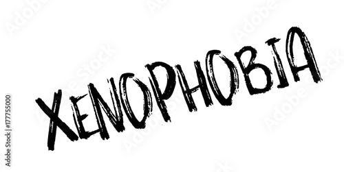 Xenophobia rubber stamp. Grunge design with dust scratches. Effects can be easily removed for a clean, crisp look. Color is easily changed.